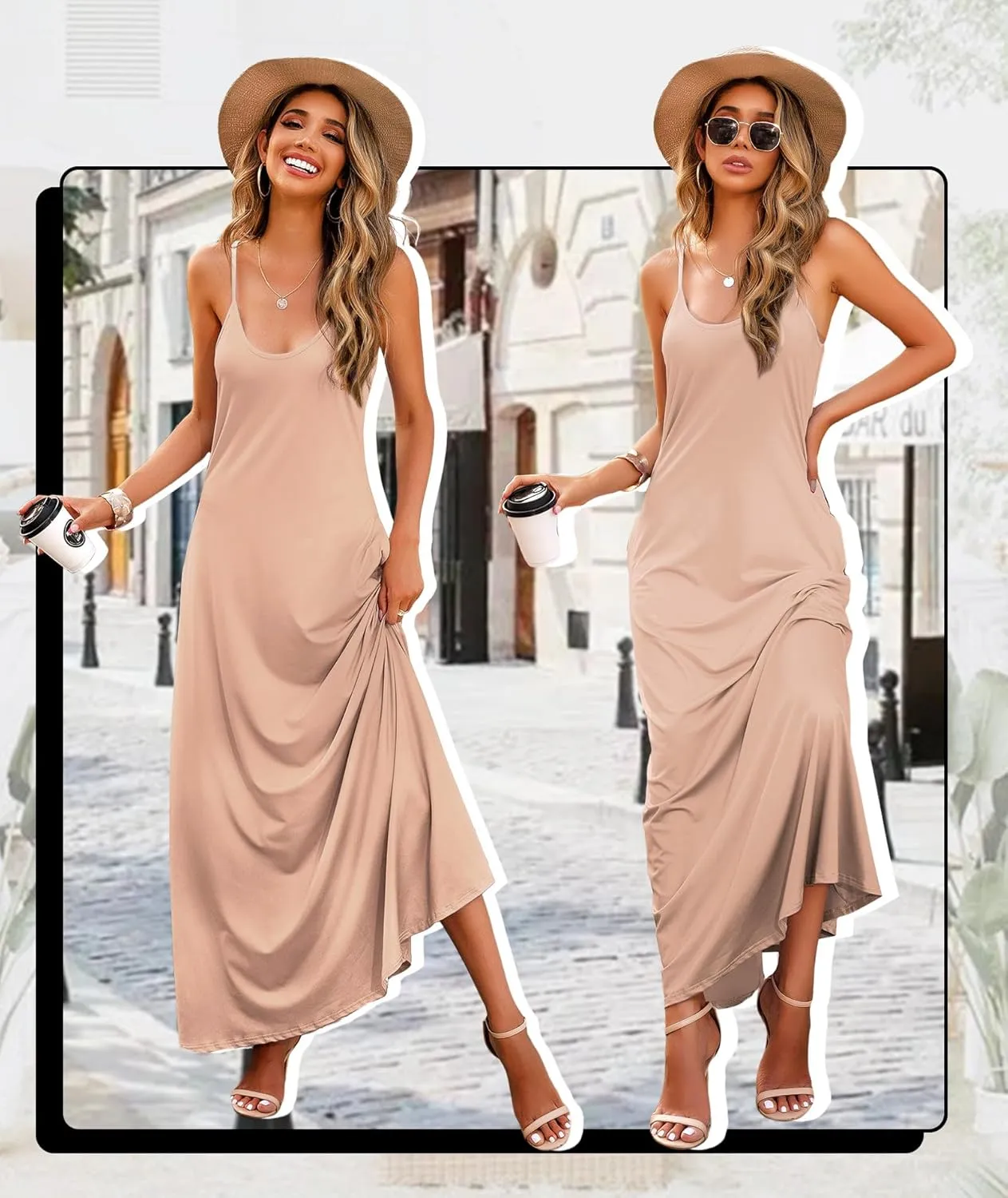 Wolddress Womens 2025 Casual Sleeveless Sundress Plus Size Loose Plain Long Summer Beach Maxi Dress with Pockets S-5X