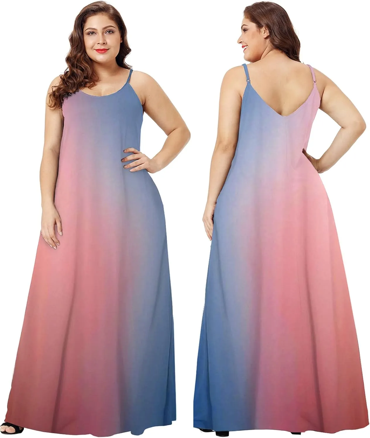 Wolddress Womens 2025 Casual Sleeveless Sundress Plus Size Loose Plain Long Summer Beach Maxi Dress with Pockets S-5X