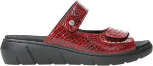 Wolky Women's Flat Sandals, Red Mini Croco Leather, 7-7. 5