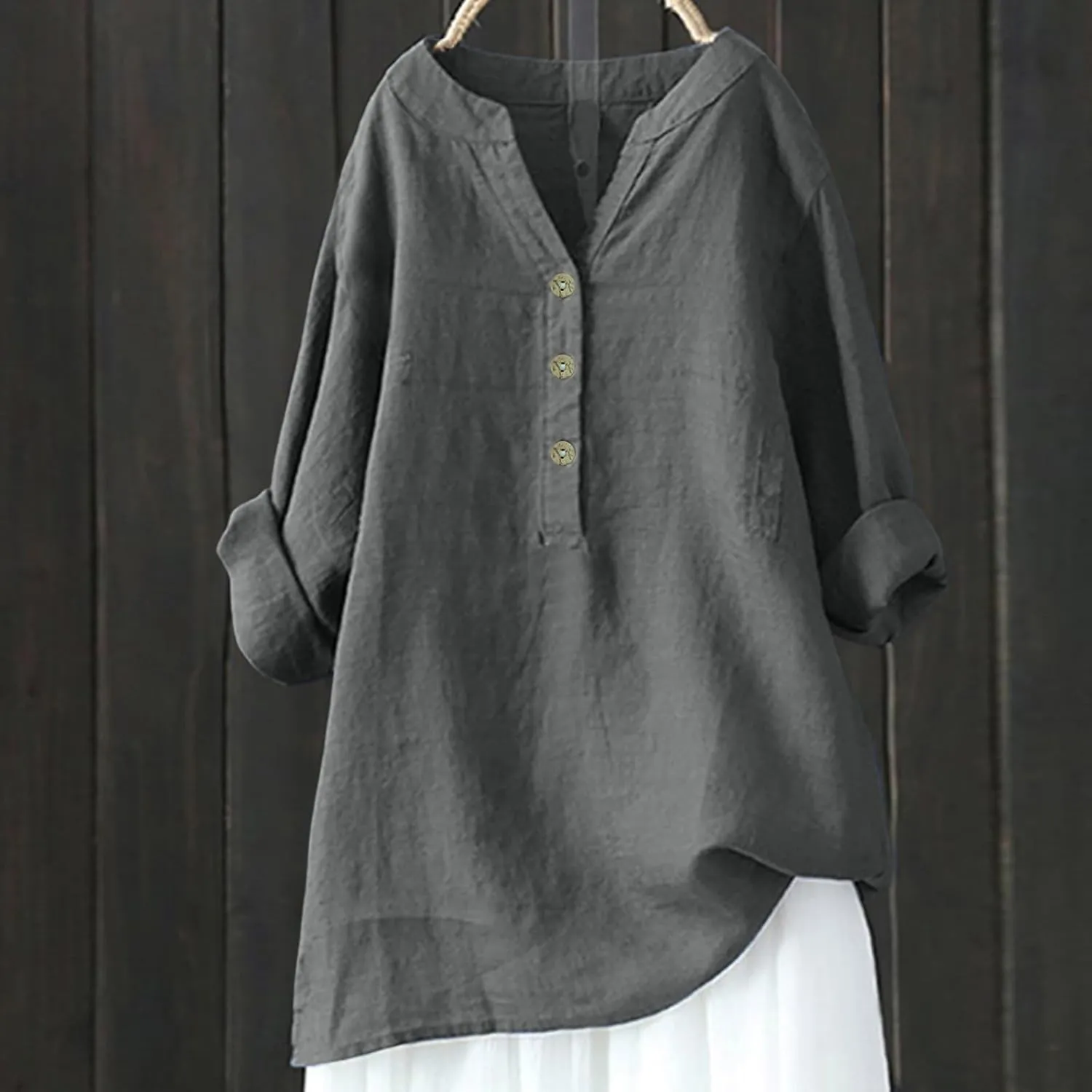 Women Button Down Collar Shirt Plain Short Sleeve Linen Summer Casual Lightweight Blouses Top Loose Tee Shirts