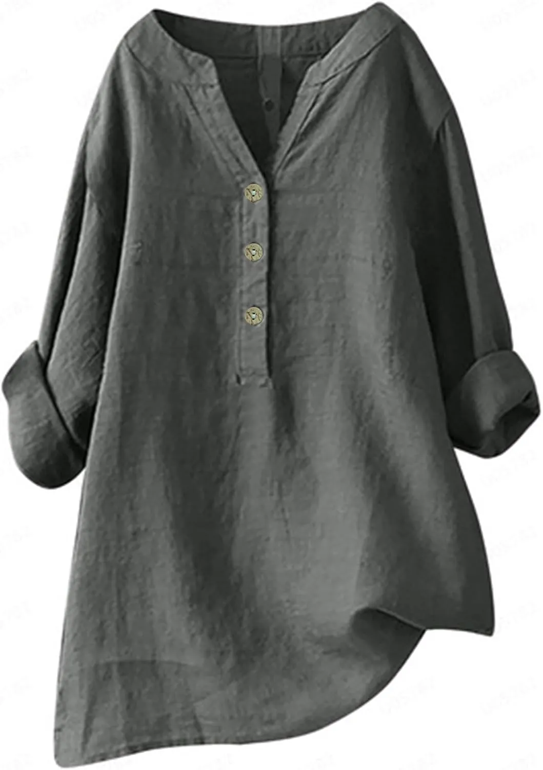 Women Button Down Collar Shirt Plain Short Sleeve Linen Summer Casual Lightweight Blouses Top Loose Tee Shirts