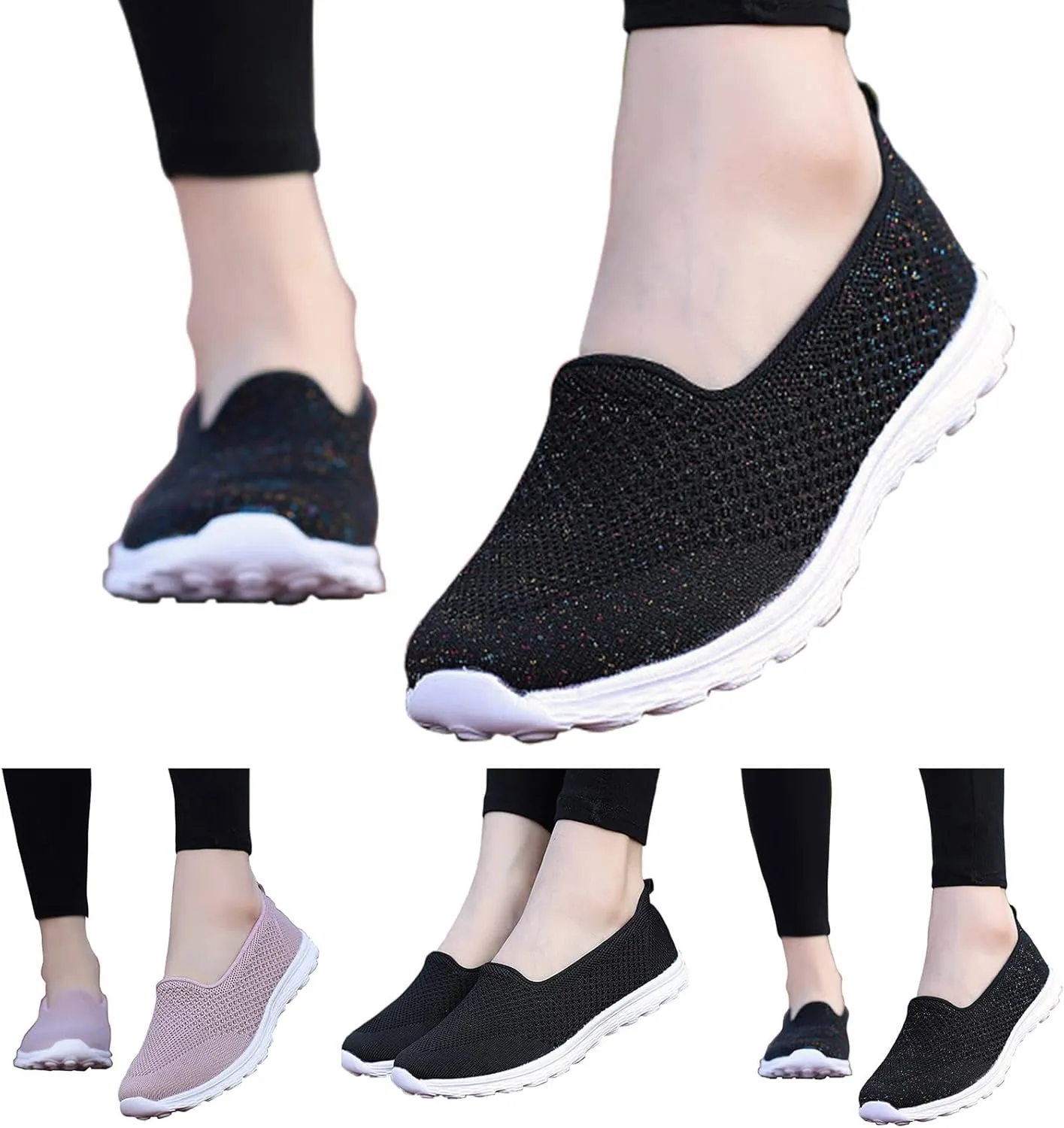Women Casual Shoes Size 13 Women Casual Shoes Fashionable Summer New Pattern Mesh Breathable Comfortable Lightweight Non (Grey, 8.5)