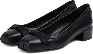 Women Chunky Block Heel Pumps Bow Square Toe 1.5 Inch Heels Dress Shoes Slip On Matte Patent Leather Closed Toe Sandals Dressy Office Work Pump Ladies Comfort Dance Wedding Shoe 4-11 M US