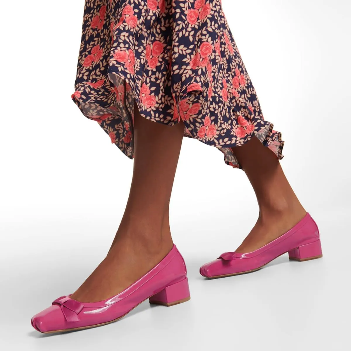 Women Chunky Block Heel Pumps Bow Square Toe 1.5 Inch Heels Dress Shoes Slip On Matte Patent Leather Closed Toe Sandals Dressy Office Work Pump Ladies Comfort Dance Wedding Shoe 4-11 M US
