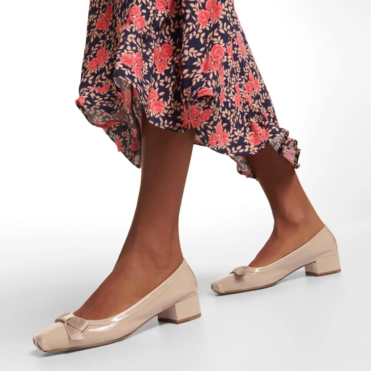 Women Chunky Block Heel Pumps Bow Square Toe 1.5 Inch Heels Dress Shoes Slip On Matte Patent Leather Closed Toe Sandals Dressy Office Work Pump Ladies Comfort Dance Wedding Shoe 4-11 M US