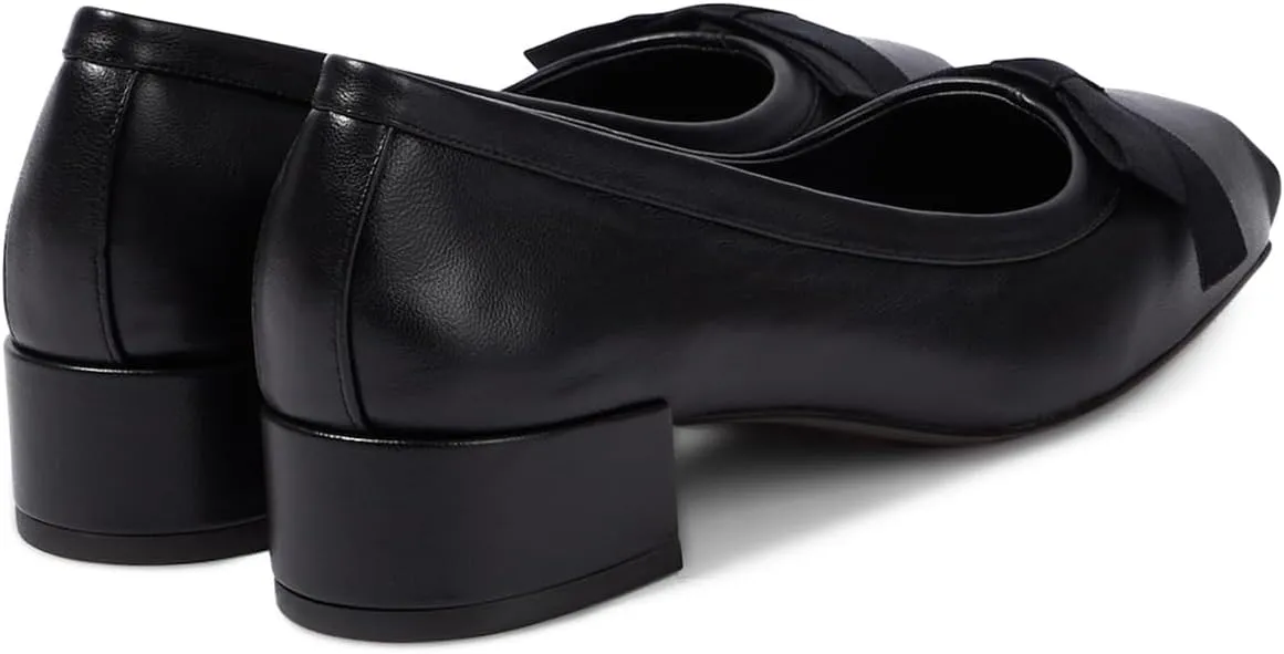 Women Chunky Block Heel Pumps Bow Square Toe 1.5 Inch Heels Dress Shoes Slip On Matte Patent Leather Closed Toe Sandals Dressy Office Work Pump Ladies Comfort Dance Wedding Shoe 4-11 M US