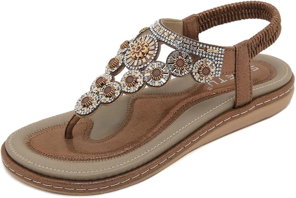 Women Flat Sandals Dressy Casual Summer flat flip flops Comfortable Sandals Bohemian Flats Shoes
