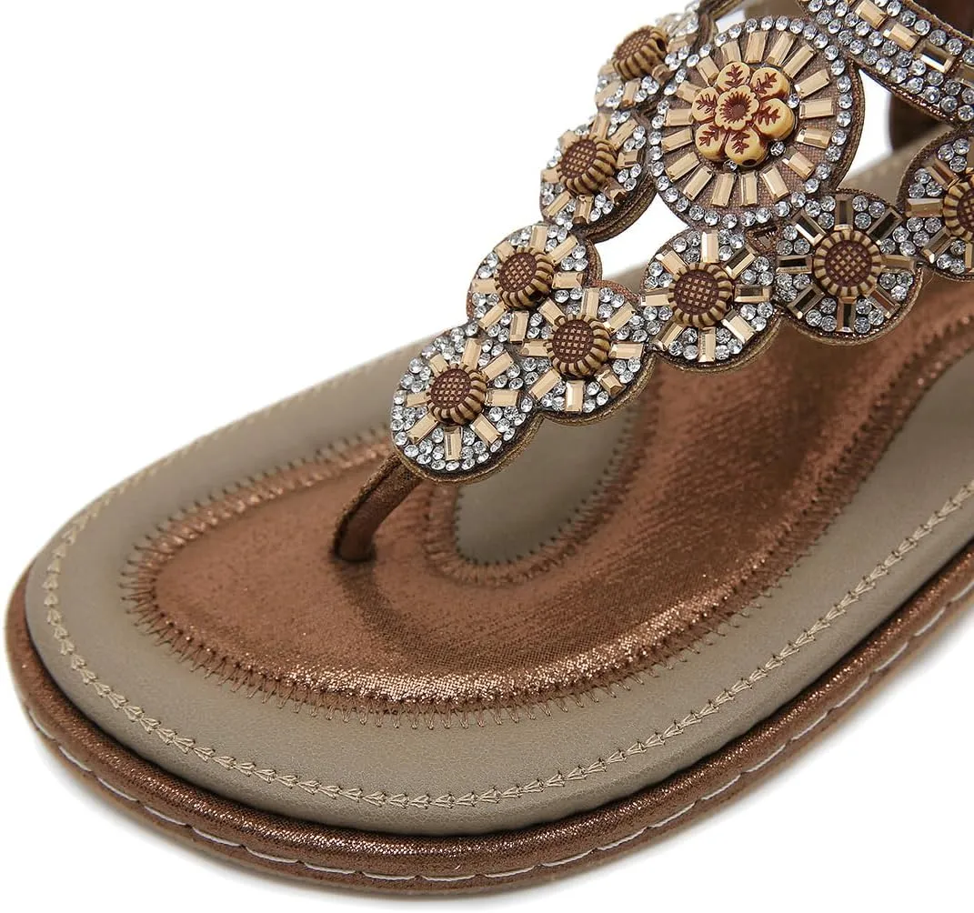 Women Flat Sandals Dressy Casual Summer flat flip flops Comfortable Sandals Bohemian Flats Shoes
