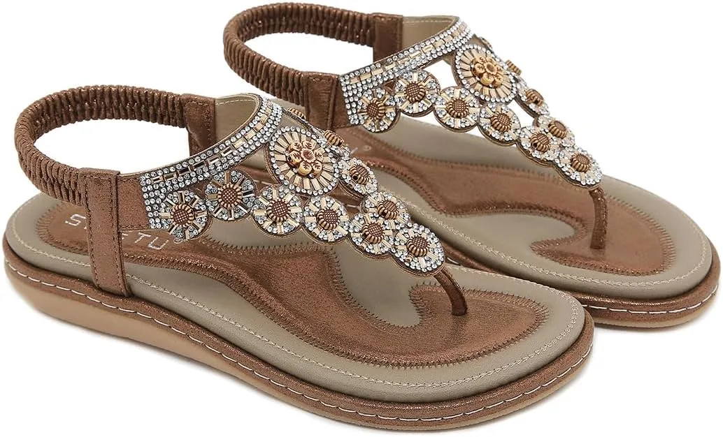Women Flat Sandals Dressy Casual Summer flat flip flops Comfortable Sandals Bohemian Flats Shoes