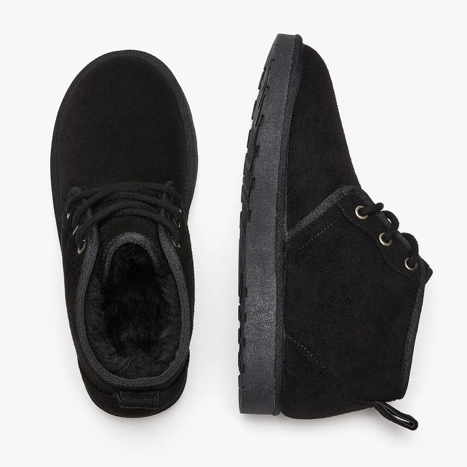 Women Fur Lined Ankle Boots Genuine Suede Faux Cozy Winter Lace Up Warm Short Booties