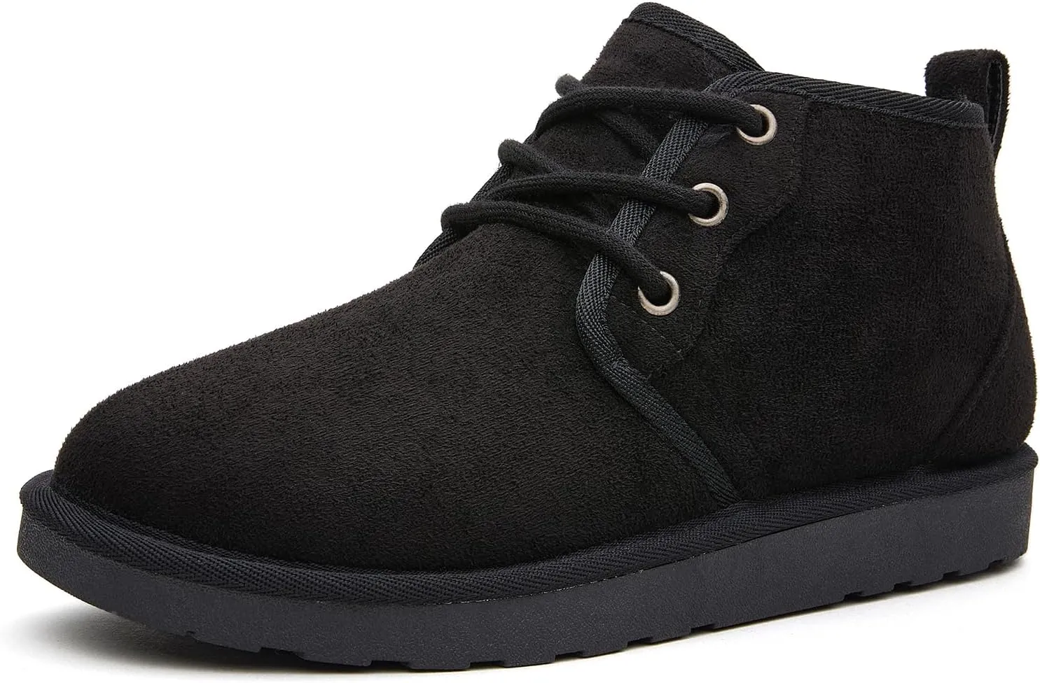 Women Fur Lined Ankle Boots Genuine Suede Faux Cozy Winter Lace Up Warm Short Booties