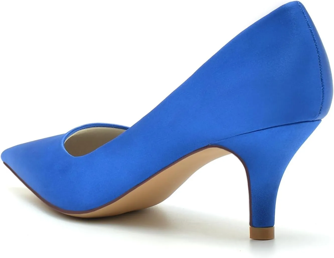 Women Low Heel Pumps Pointy Stiletto Heel Wedding Bridal Shoes Satin Prom Party Dress Pumps 6Cm