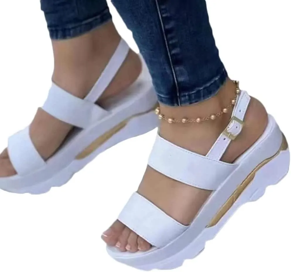 Women Sandals Summer Casual Flat Comfortable Flip Flops Beach Shoes Sandal Platform Sandals for Ladies Walking Sandals Summer Shoes,White,US8/EU40