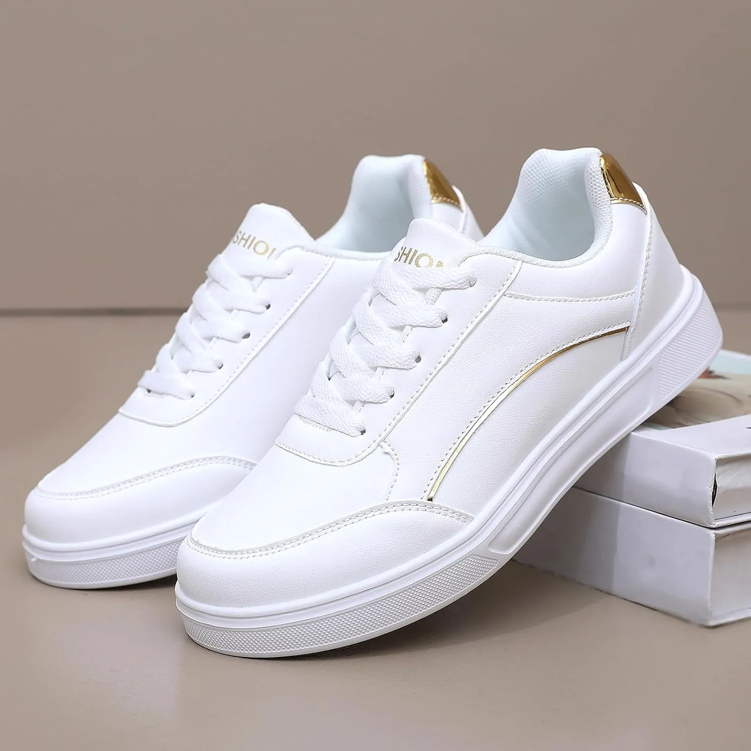 Women Shoes Casual Sneakers for Women Lace Up Skate Shoes Classicial White Shoes Cute Design Rainbow Colored Fashion Shoes for Students
