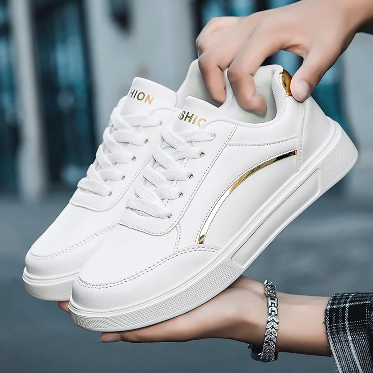 Women Shoes Casual Sneakers for Women Lace Up Skate Shoes Classicial White Shoes Cute Design Rainbow Colored Fashion Shoes for Students