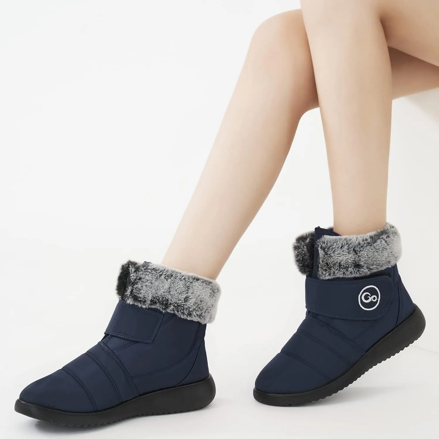 Women Snow Boots Winter Shoes With Hook Loop Comfortable Fur Lined Boots for Women Waterproof Slip On Booties Warm Anti Slip Shoes