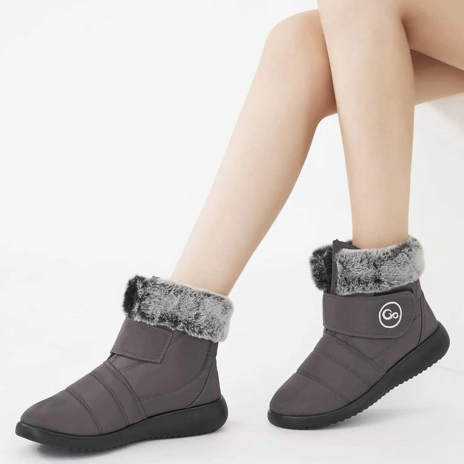 Women Snow Boots Winter Shoes With Hook Loop Comfortable Fur Lined Boots for Women Waterproof Slip On Booties Warm Anti Slip Shoes
