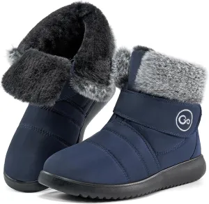 Women Snow Boots Winter Shoes With Hook Loop Comfortable Fur Lined Boots for Women Waterproof Slip On Booties Warm Anti Slip Shoes