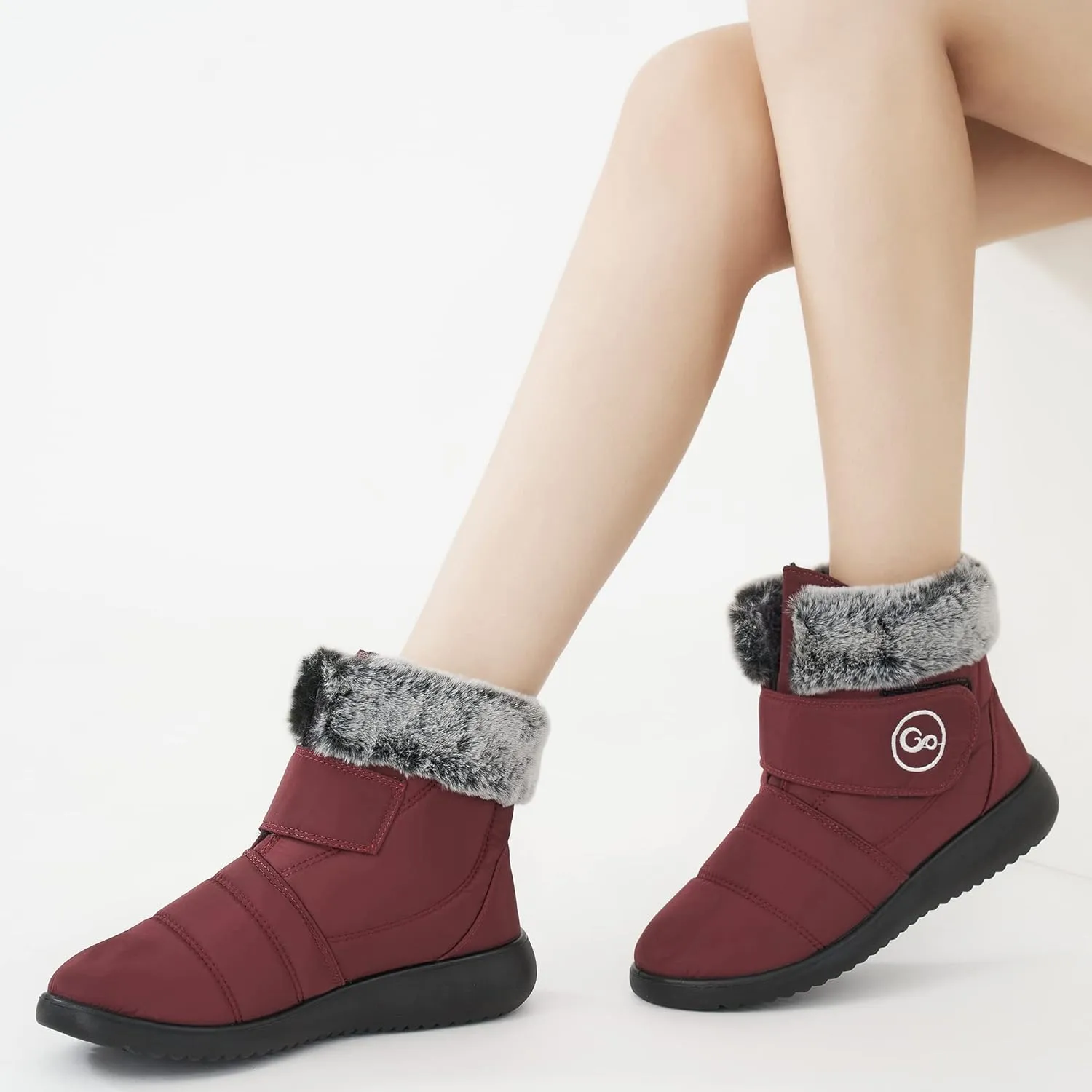 Women Snow Boots Winter Shoes With Hook Loop Comfortable Fur Lined Boots for Women Waterproof Slip On Booties Warm Anti Slip Shoes