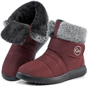 Women Snow Boots Winter Shoes With Hook Loop Comfortable Fur Lined Boots for Women Waterproof Slip On Booties Warm Anti Slip Shoes
