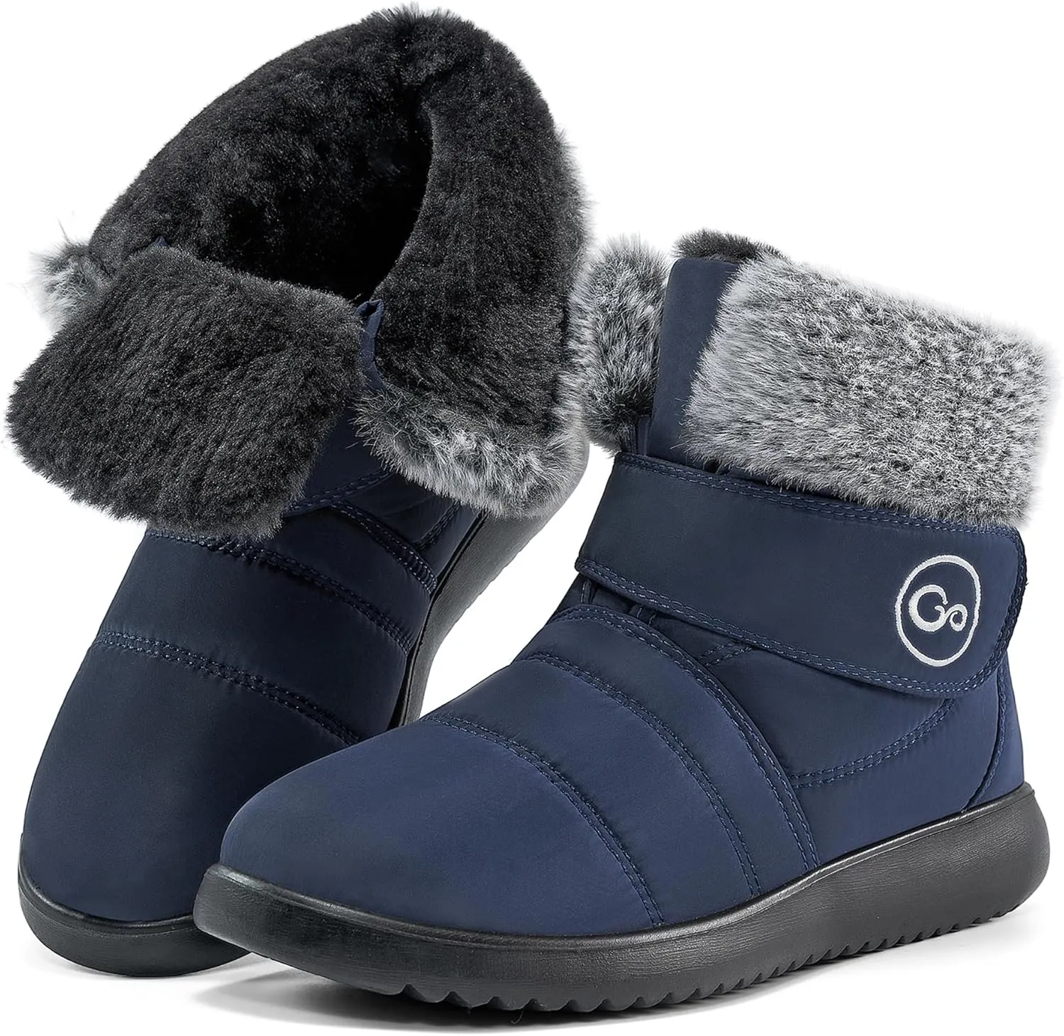 Women Snow Boots Winter Shoes With Hook Loop Comfortable Fur Lined Boots for Women Waterproof Slip On Booties Warm Anti Slip Shoes