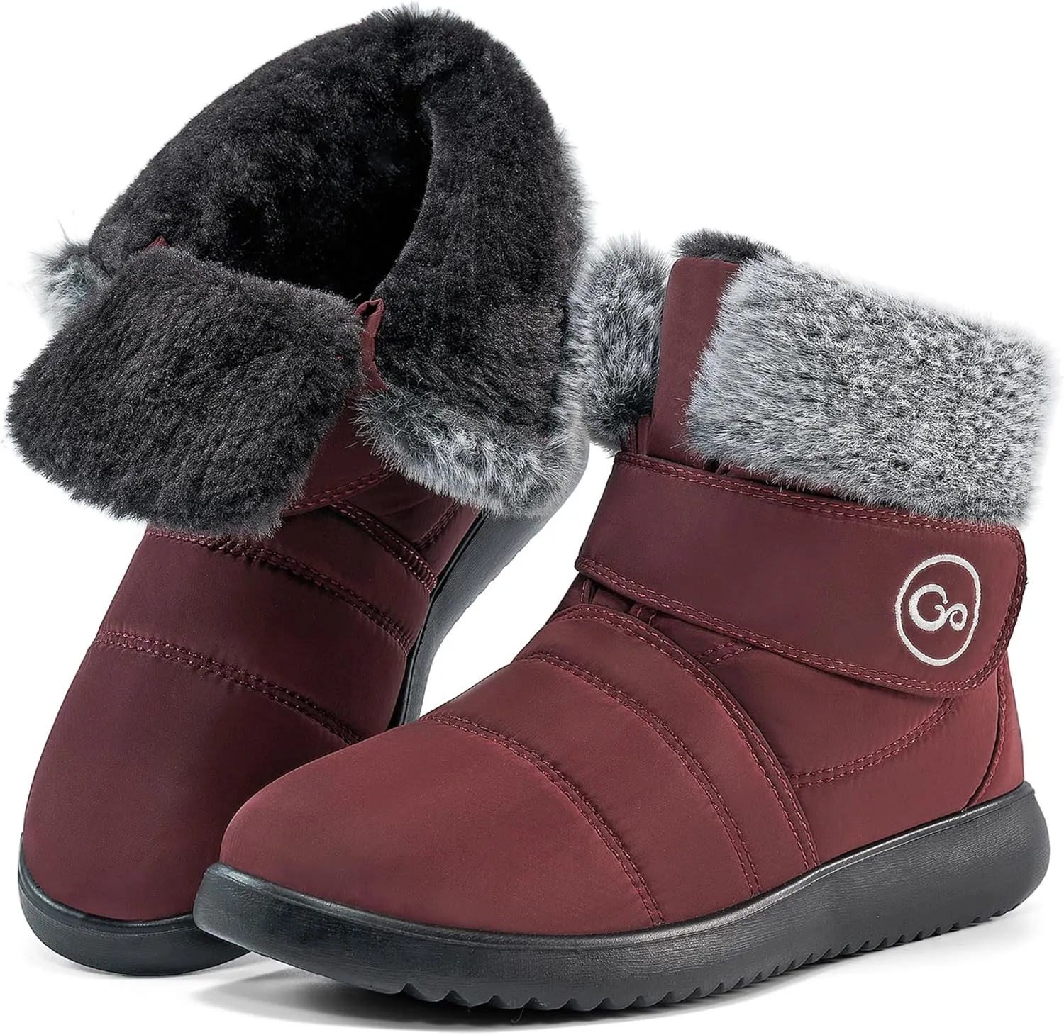 Women Snow Boots Winter Shoes With Hook Loop Comfortable Fur Lined Boots for Women Waterproof Slip On Booties Warm Anti Slip Shoes