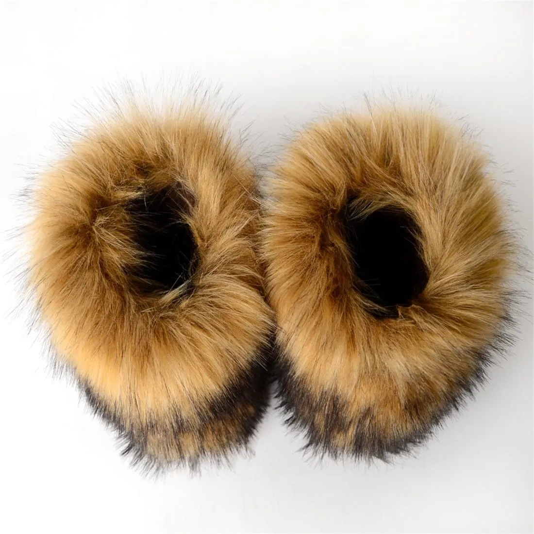 Women Winter Fluffy Faux Fox Fur Boots Plush Warm Snow Boots Luxury Footwear Girls' Furry Bottes Fashion Shoe (8, Brown)