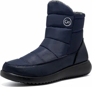 Women Winter Snow Boots Waterproof: Warm Mid Calf Boots for Women with Fur Lined - Comfortable Outdoor Slip On Booties Anti-Slip