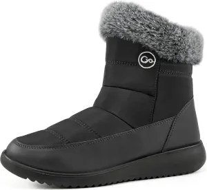 Women Winter Snow Boots Waterproof: Warm Mid Calf Boots for Women with Fur Lined - Comfortable Outdoor Slip On Booties Anti-Slip