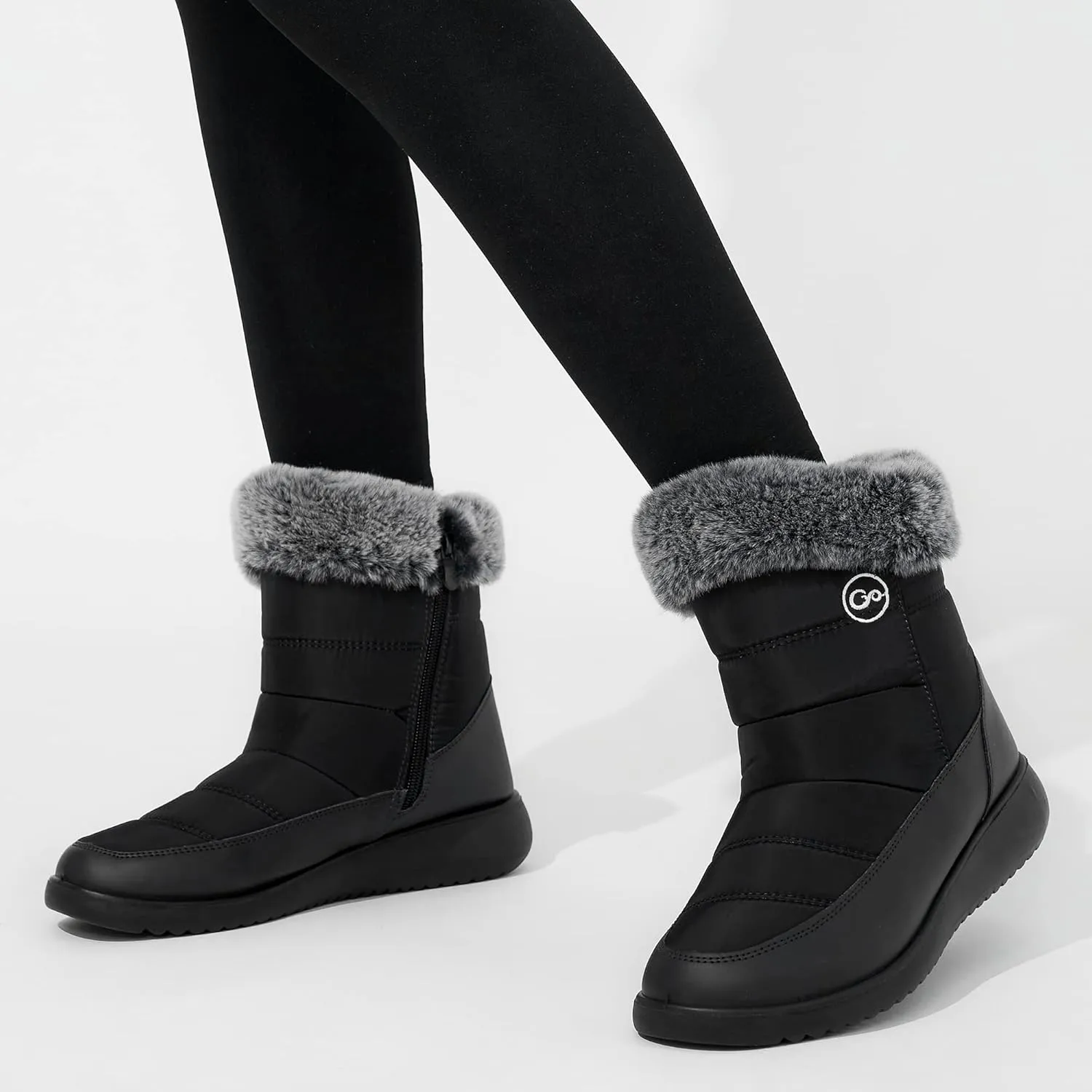 Women Winter Snow Boots Waterproof: Warm Mid Calf Boots for Women with Fur Lined - Comfortable Outdoor Slip On Booties Anti-Slip