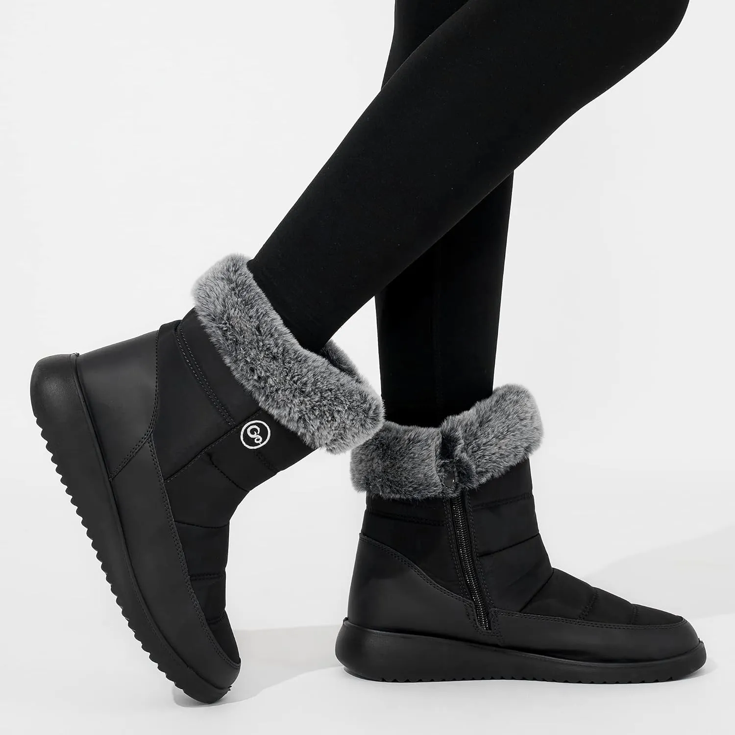 Women Winter Snow Boots Waterproof: Warm Mid Calf Boots for Women with Fur Lined - Comfortable Outdoor Slip On Booties Anti-Slip