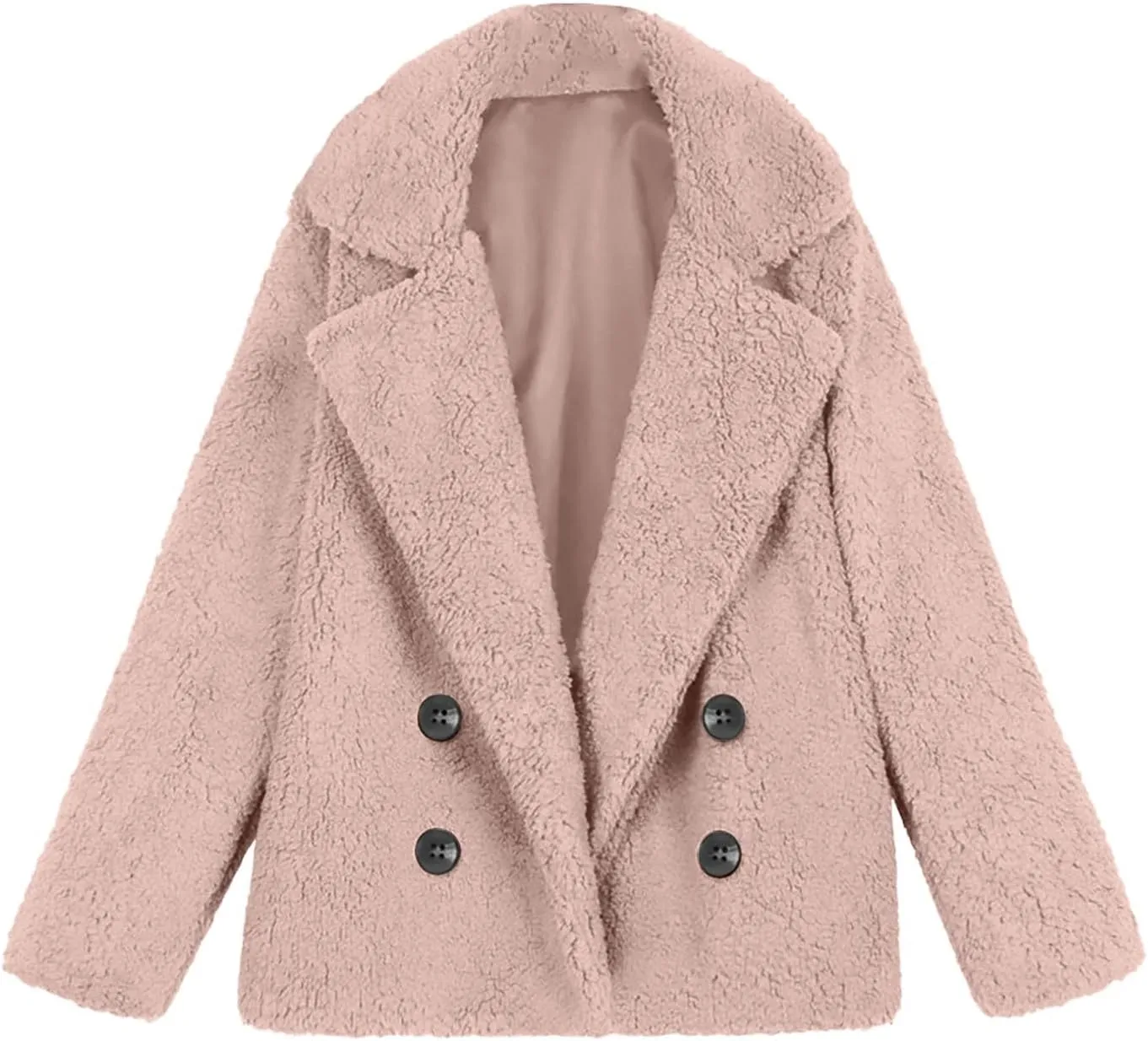Women's 2024 Winter Faux Fur Coats Lapel Long Sleeve Fuzzy Fleece Outerwear Button Sherpa Trench Jackets Fall Outfits