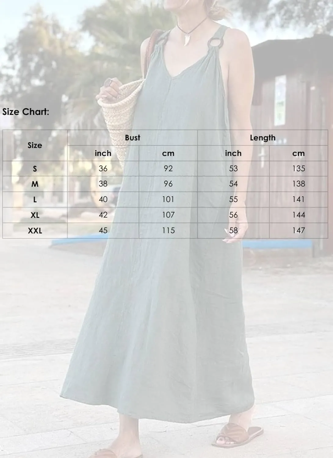 Women's 2025 Summer Baggy Green Plain V-Neck Sleeveless Straps Maxi Dress Casual Beach Vacation Travel Dresses