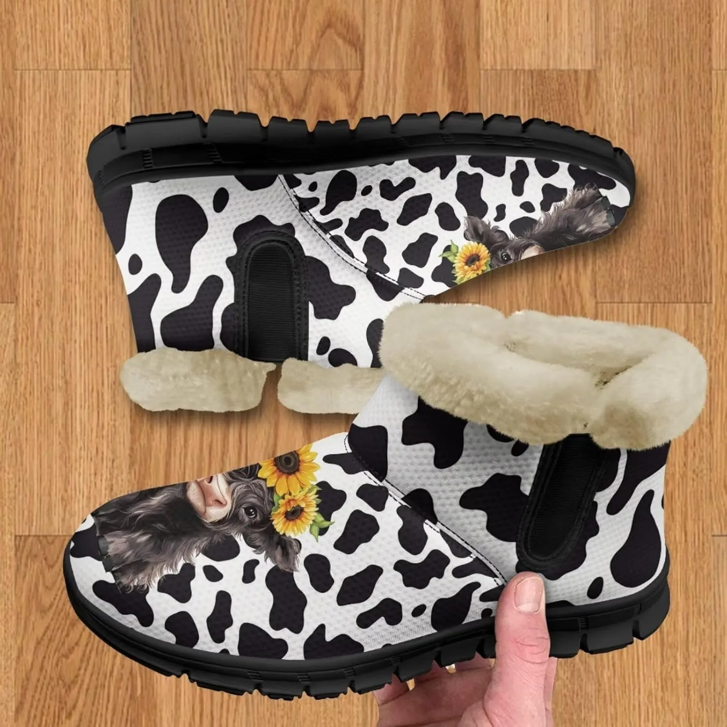 Womens Ankle Booties Faux Fur Lined Snow Boots Warm Comfy Fuzzy Boots Anti-Slip Lightweight Boots Casual Indoor Shoes