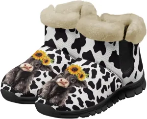 Womens Ankle Booties Faux Fur Lined Snow Boots Warm Comfy Fuzzy Boots Anti-Slip Lightweight Boots Casual Indoor Shoes