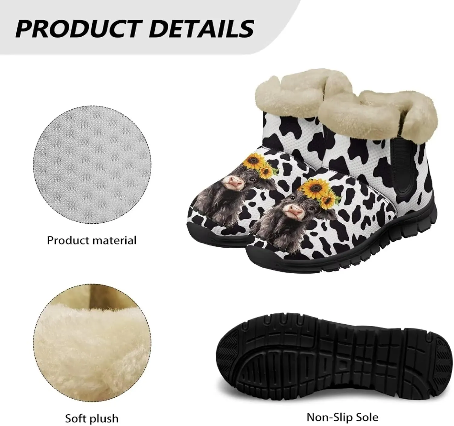 Womens Ankle Booties Faux Fur Lined Snow Boots Warm Comfy Fuzzy Boots Anti-Slip Lightweight Boots Casual Indoor Shoes
