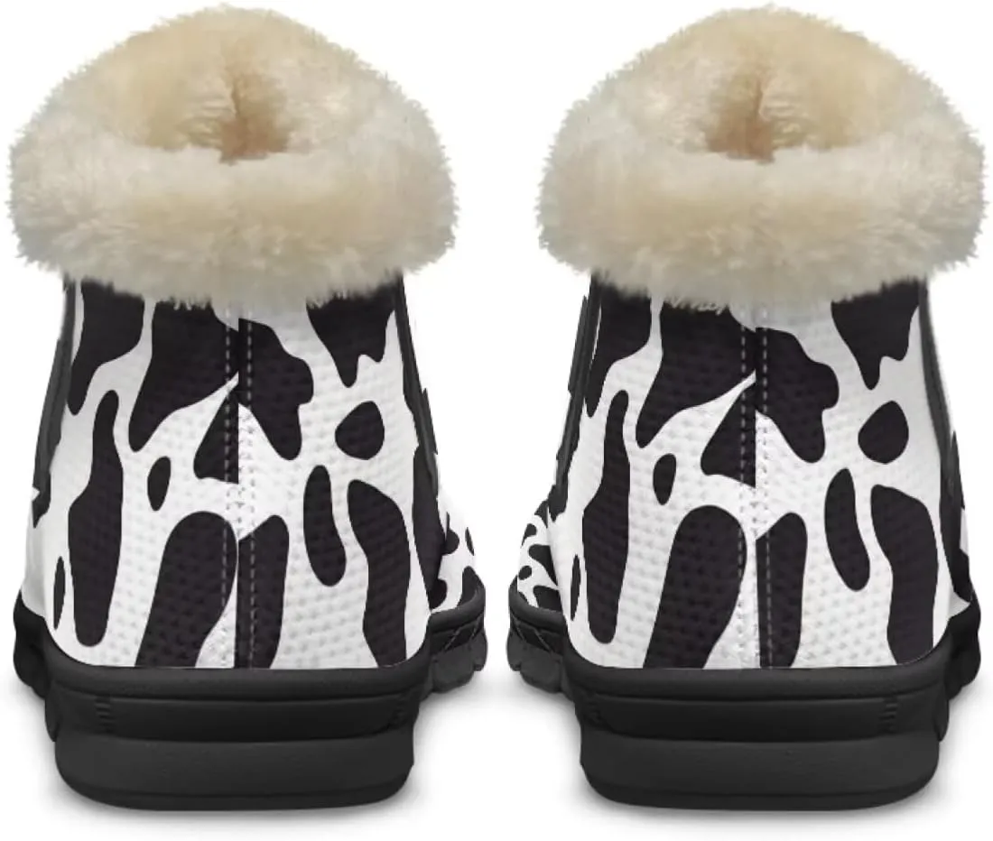 Womens Ankle Booties Faux Fur Lined Snow Boots Warm Comfy Fuzzy Boots Anti-Slip Lightweight Boots Casual Indoor Shoes
