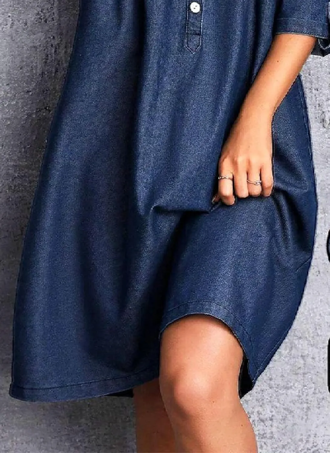 Women's Blue Shift Mini Dress 2025 Spring Summer Casual Button V-Neck Half Sleeve Plain Dresses Beach Vacation Dress