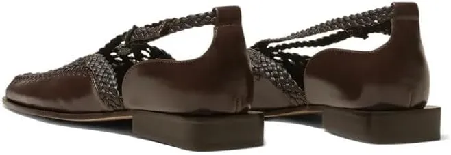 Women's Boho Woven Flat Sandals Breathable Cross Strap Loafers Comfortable Square Toe Beach Shoes for Walking Vacation Casual