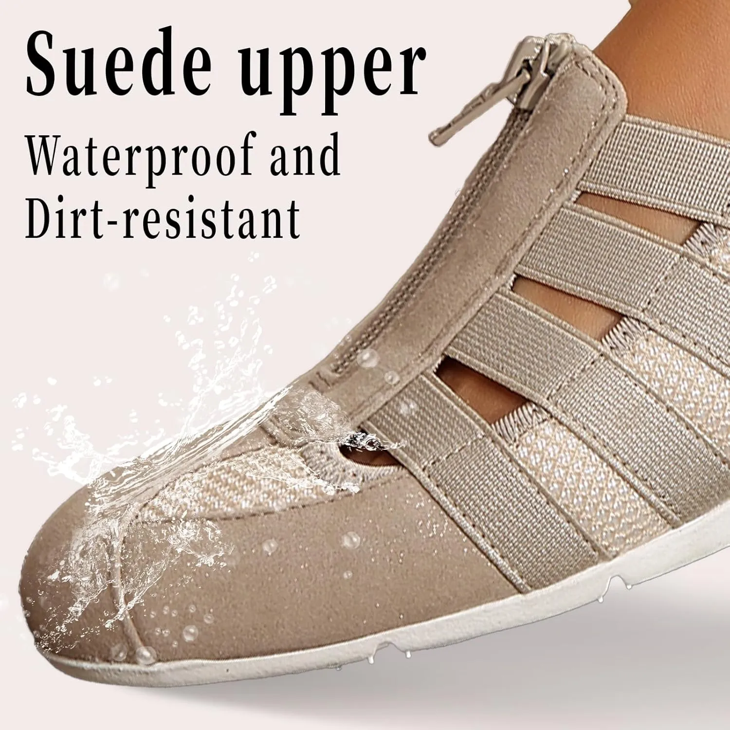 Women's Brethable Slip-on Loafers Lightweight Mesh Fashion Walking Shoes Low Top Casual Sneaker for Women with Zipper
