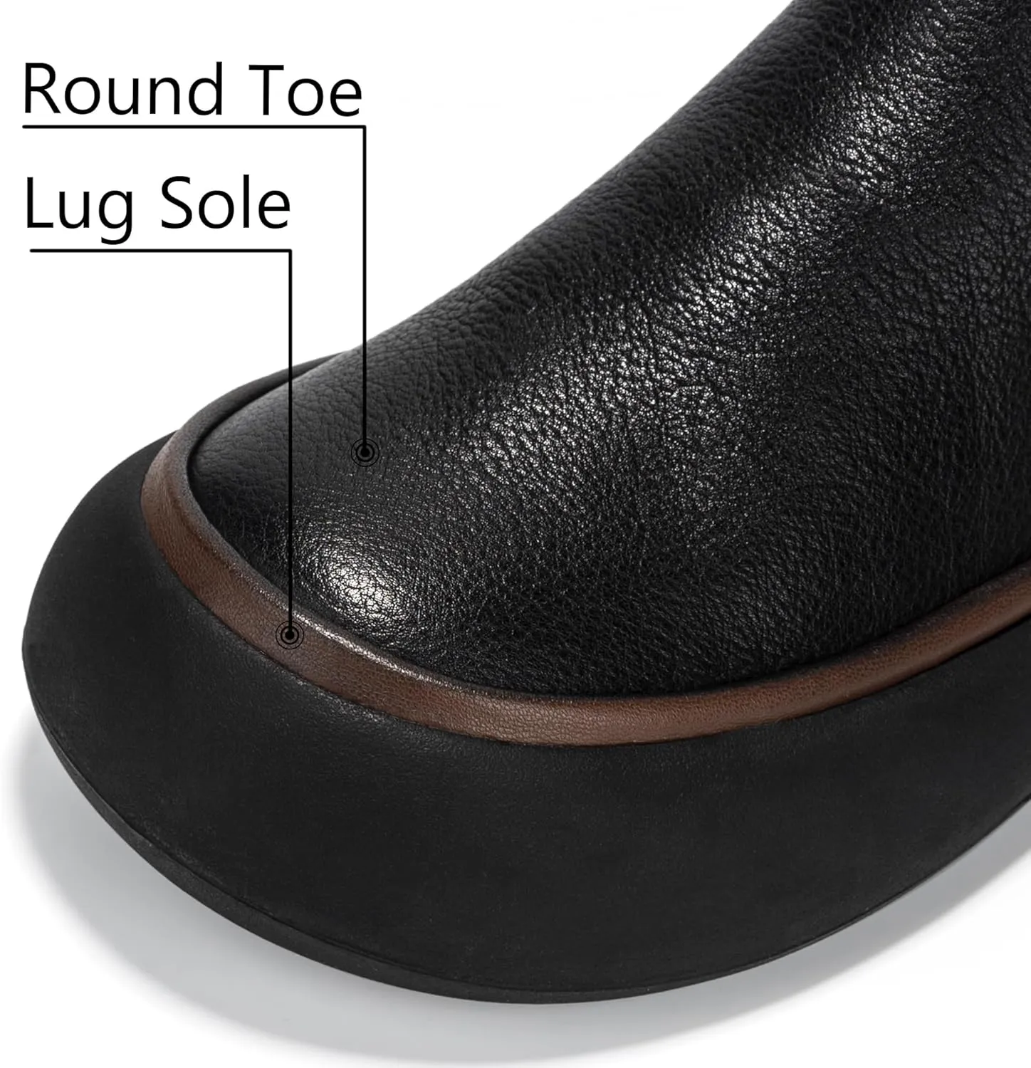 Women's Chelsea Boots Fashion Lug Sole Chunky Platform Heel Slip On Elastic Wide Ankle Booties, Genuine Leather Round Toe Pull On Cowgirl Short Boots