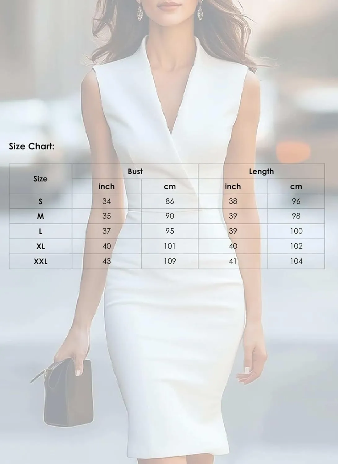 Women's Chic White Plain Tailored Sleeveless Bodycon Midi Dress Casual Office Evening Gown for Spring Summer