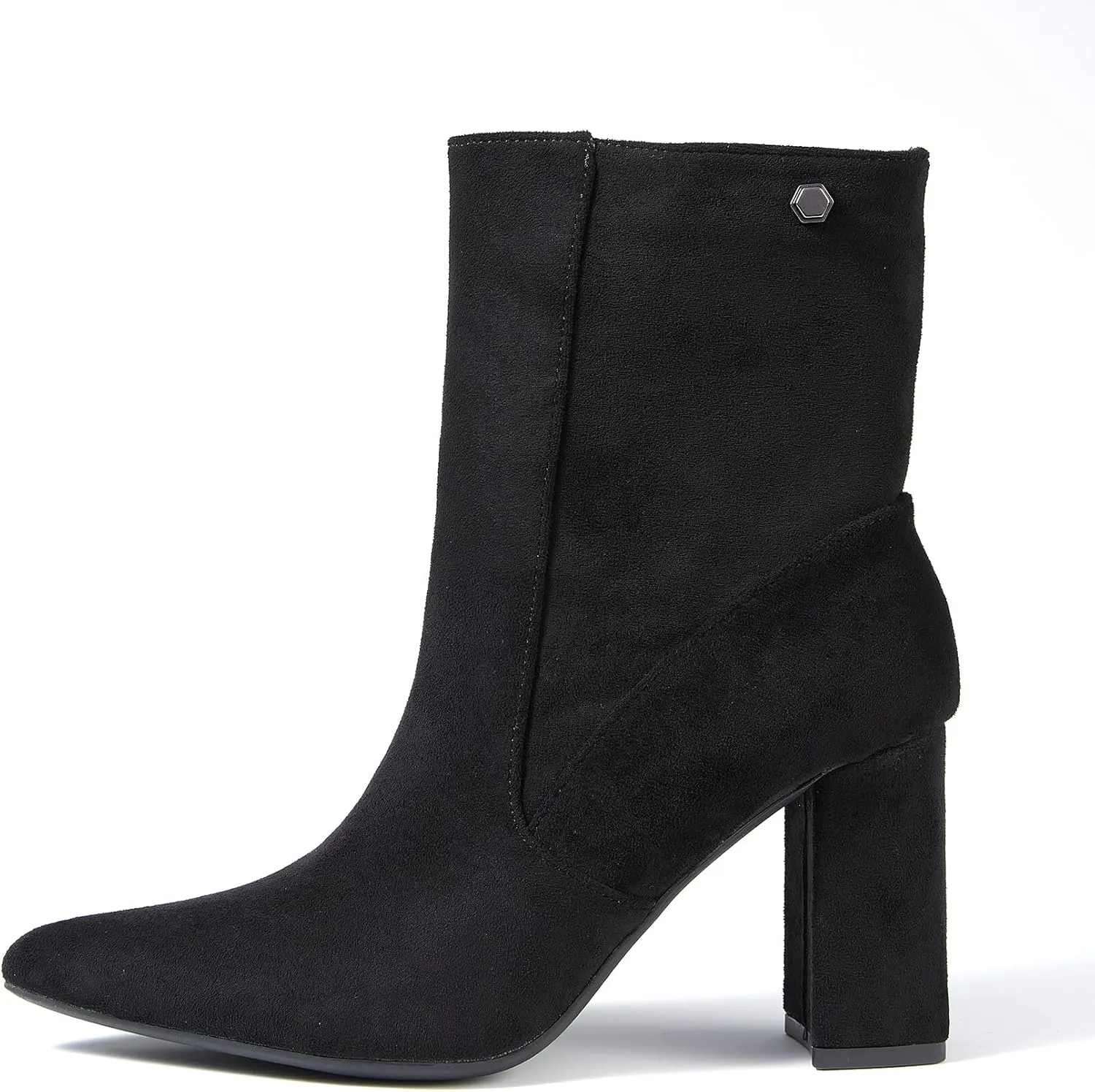 Women’s Chunky Block Heel Ankle Boots Pointed Toe, Side Zipper, Mid Calf, Comfortable & Versatile Short Booties