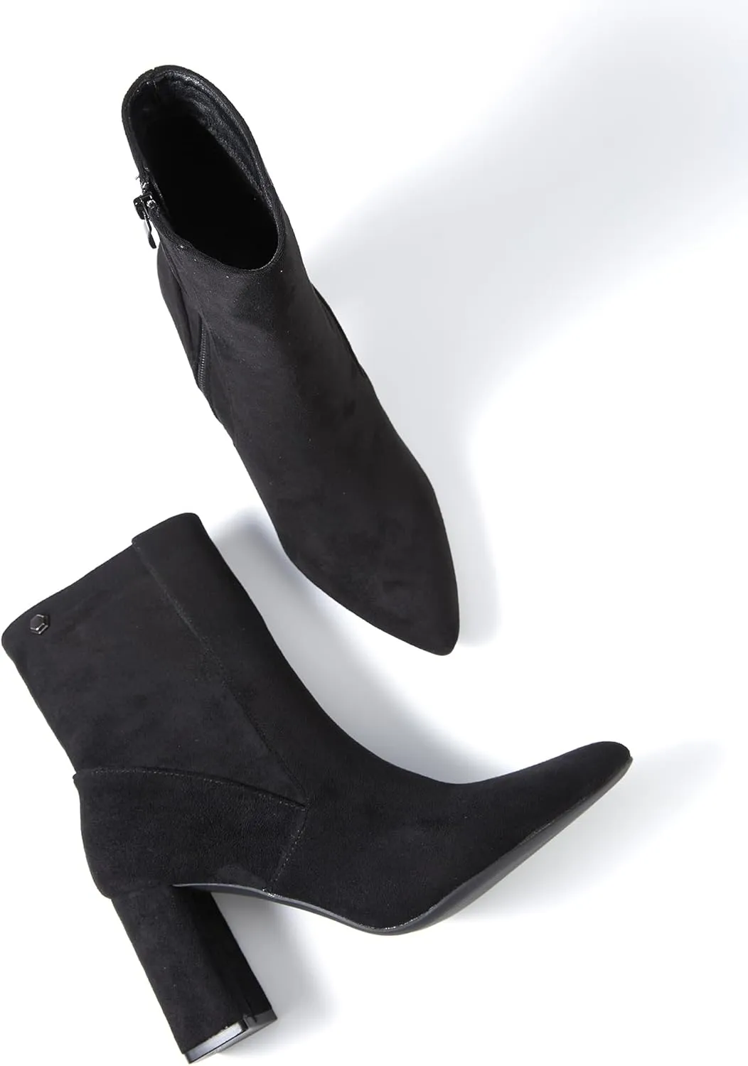 Women’s Chunky Block Heel Ankle Boots Pointed Toe, Side Zipper, Mid Calf, Comfortable & Versatile Short Booties