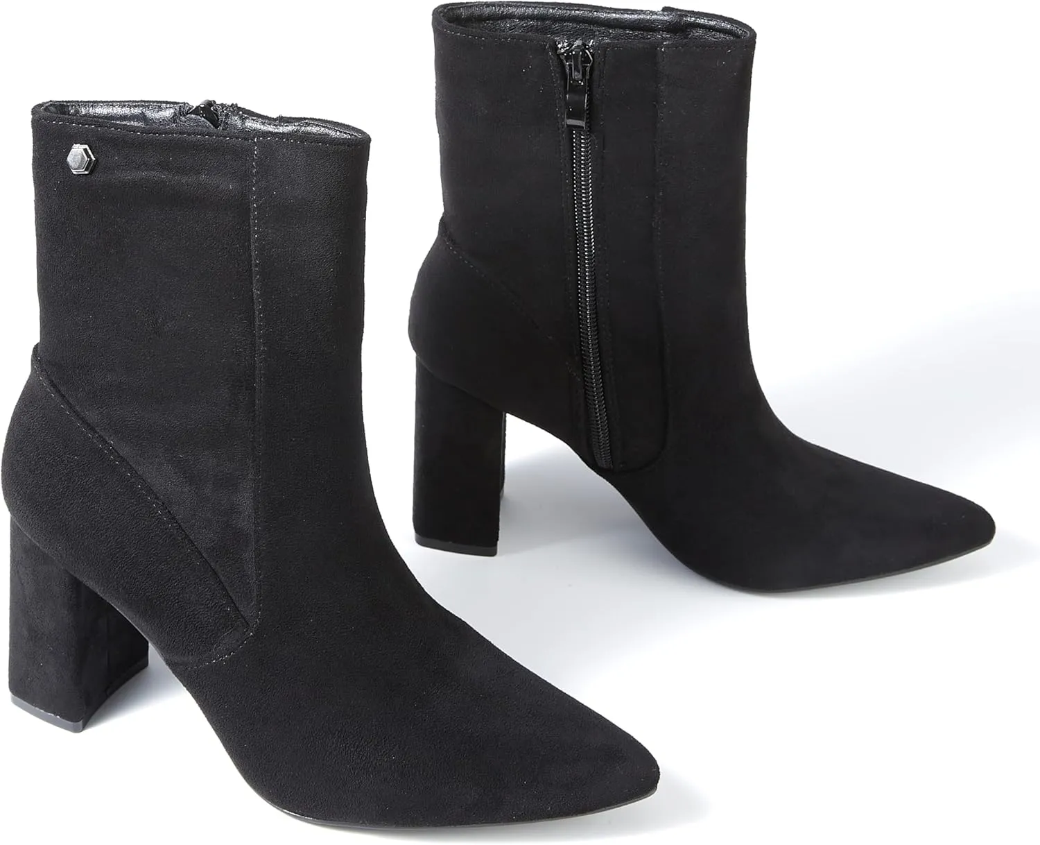 Women’s Chunky Block Heel Ankle Boots Pointed Toe, Side Zipper, Mid Calf, Comfortable & Versatile Short Booties