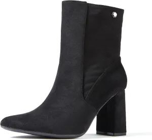 Women’s Chunky Block Heel Ankle Boots Pointed Toe, Side Zipper, Mid Calf, Comfortable & Versatile Short Booties