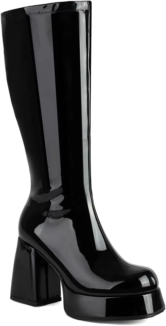 Women's Chunky Heel Platform Side Zipper GO GO Boots 1960s & 1970s Retro