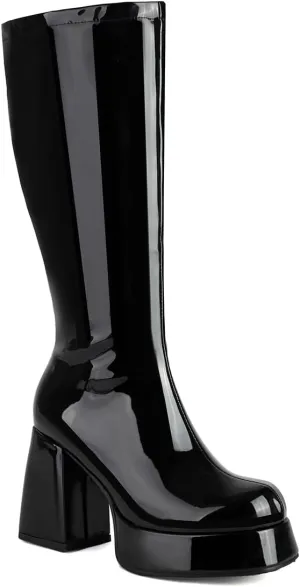 Women's Chunky Heel Platform Side Zipper GO GO Boots 1960s & 1970s Retro