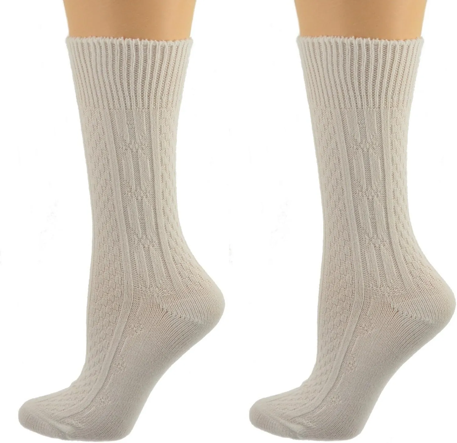 Women's Classic Cable Knit Acrylic Crew Socks Warm Cozy Crew Socks Lightweight Breathable Casual Socks Comfort Gift 2 Pairs