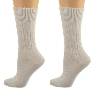 Women's Classic Cable Knit Acrylic Crew Socks Warm Cozy Crew Socks Lightweight Breathable Casual Socks Comfort Gift 2 Pairs
